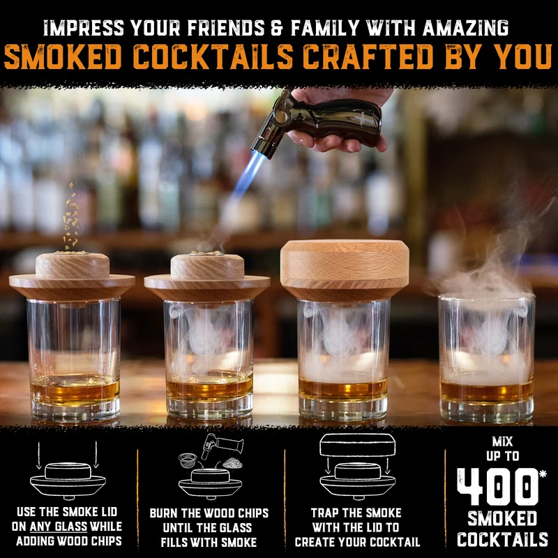 Whiskey Smoker Lid Kit With Torch (No Butane)