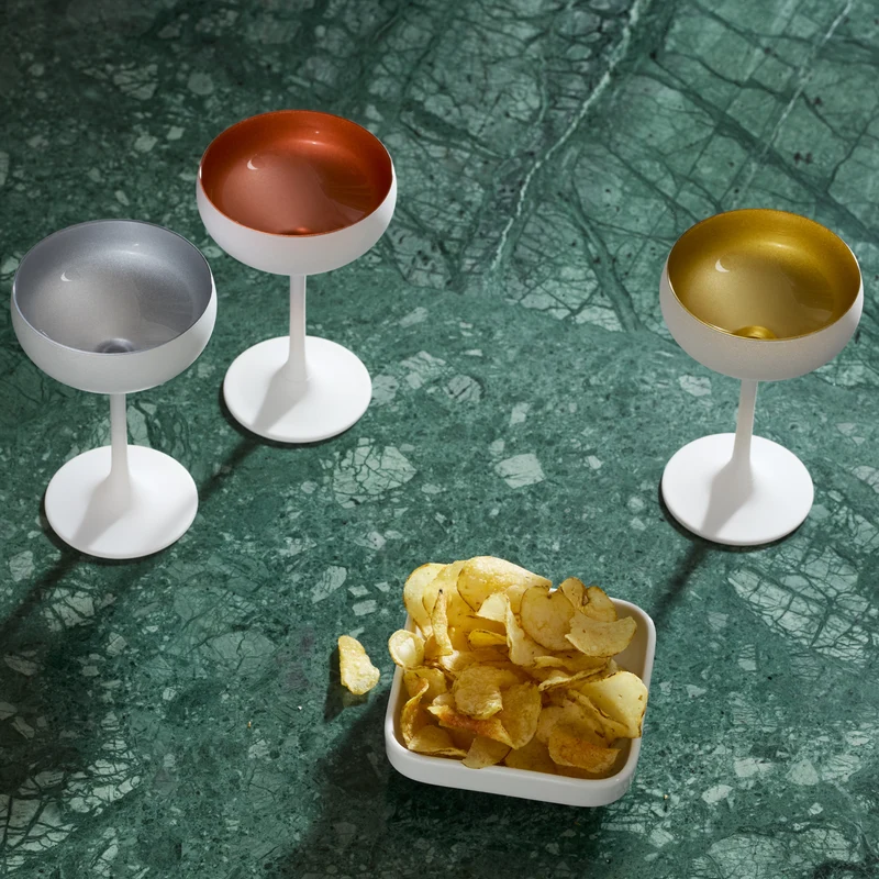 Sektschale Weiß/Silber Elements 6er Set