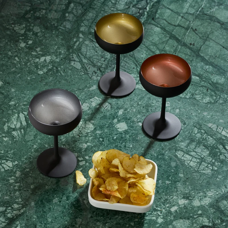 Sektschale Schwarz/Gold Elements 6er Set