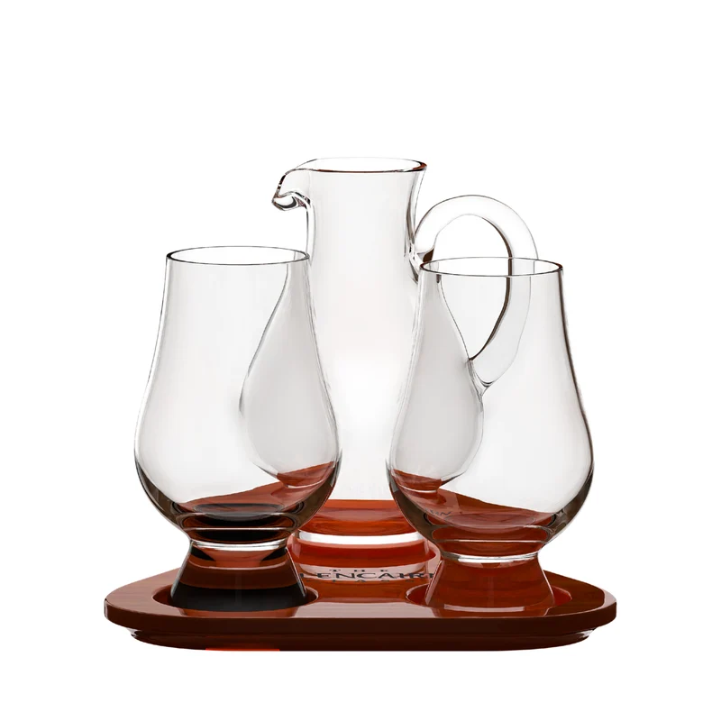 The Glencairn Glass Tasting Set mit Krug (2 Whiskygläser, 1 Krug, 1 Holztablett)