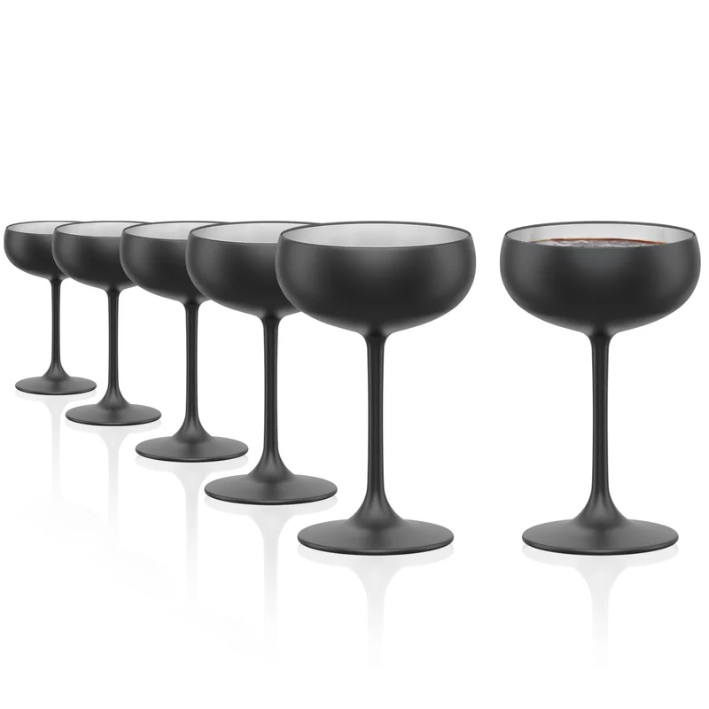 Sektschale Schwarz/Silber Elements 6er Set