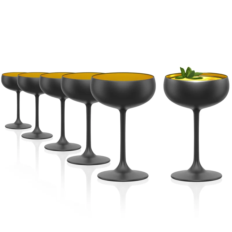 Sektschale Schwarz/Gold Elements 6er Set