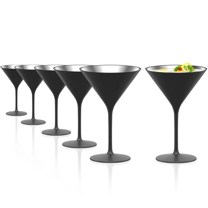 Cocktailschale Schwarz/Silber Elements 6er Set