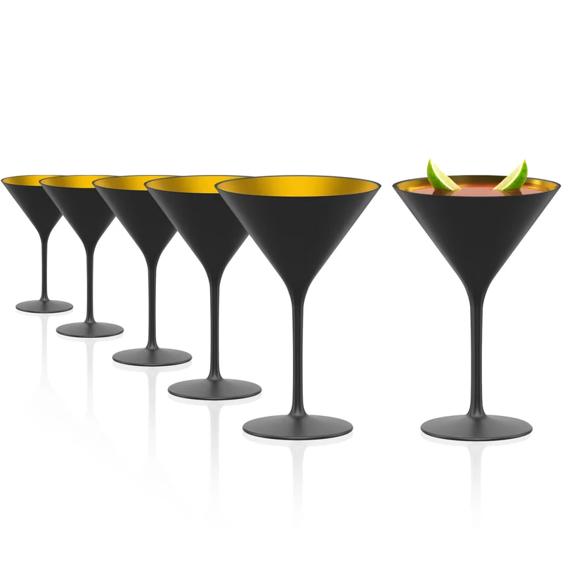 Cocktailschale Schwarz/Gold Elements 6er Set