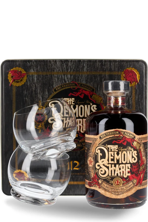THE DEMON´S SHARE 12 Years Old - La Recompensa del Tiempo mit 2 Gläsern 41% vol. 0.7l