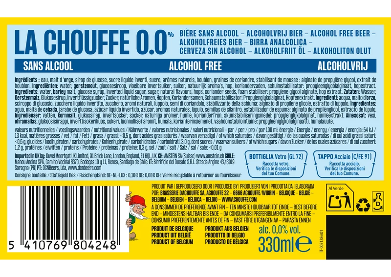 Bière blonde Chouffe sans alcool 0,0%