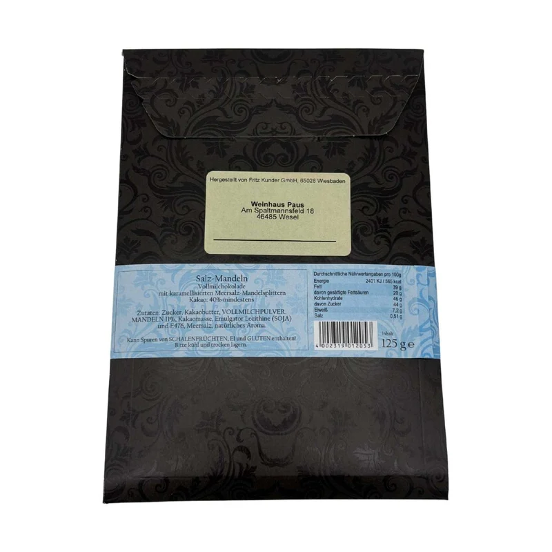 Fritz Kunder Design Tafelschokolade Salz Mandel 125g