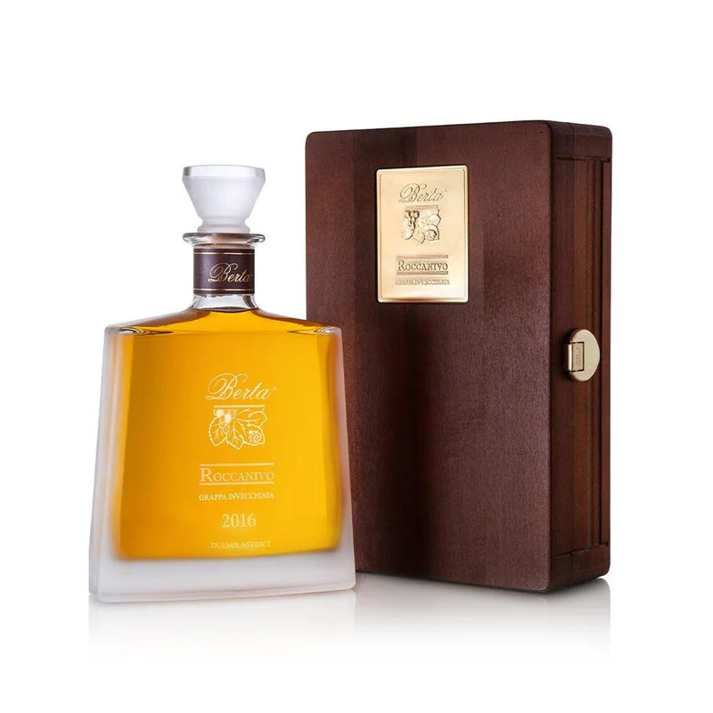 Distillerie Berta Grappa Roccanivo 2015 in edler Holzkiste 0,7L 43%