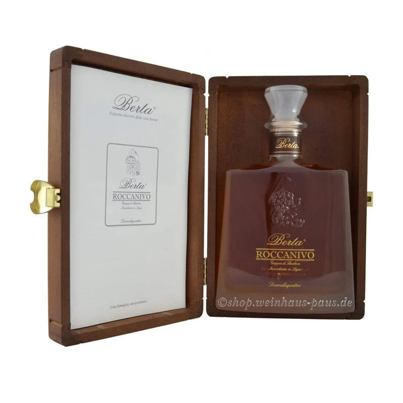 Distillerie Berta Grappa Roccanivo 2016 in edler Holzkiste 0,7L 43%
