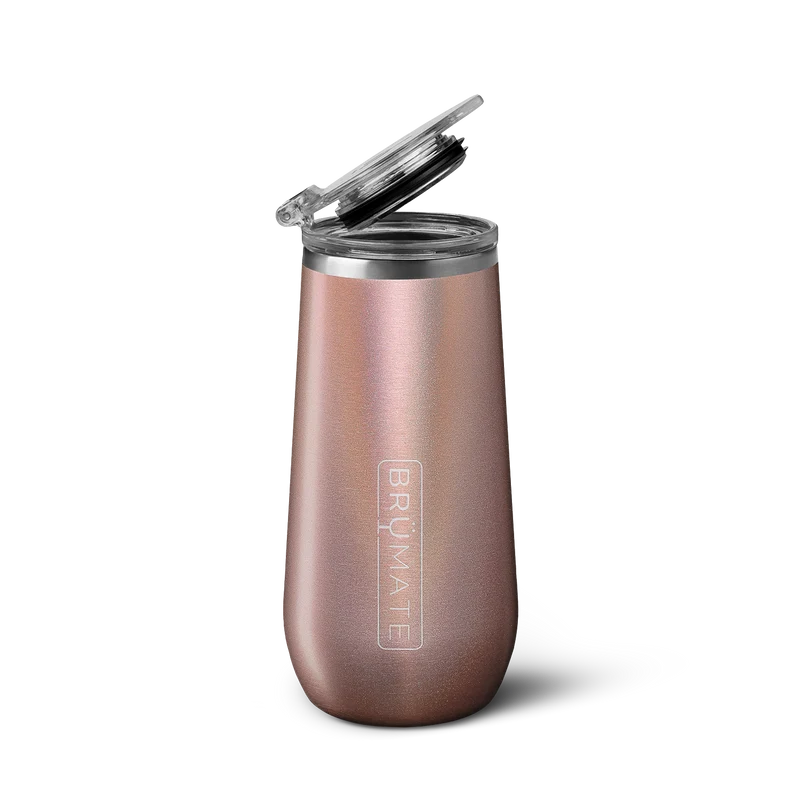 Champagne Flute | Glitter Rose Gold | 12oz