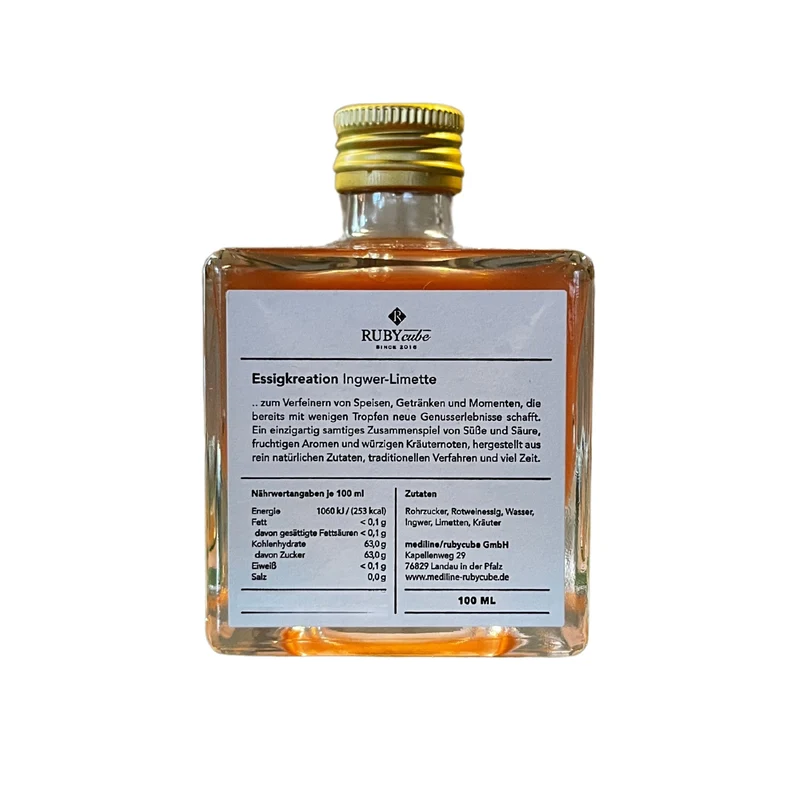 RUBYcube Ingwer Limette Essigkreation 0,1L