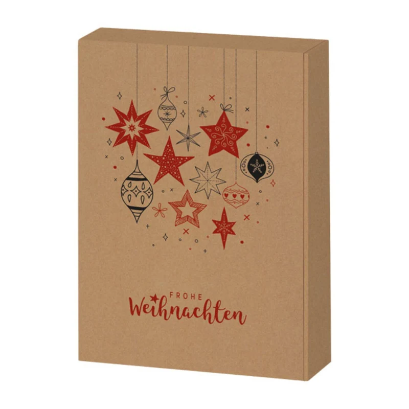 Präsentkartonage 3er Weihnachtsfest Frohe Weihnachten Kraftpapier