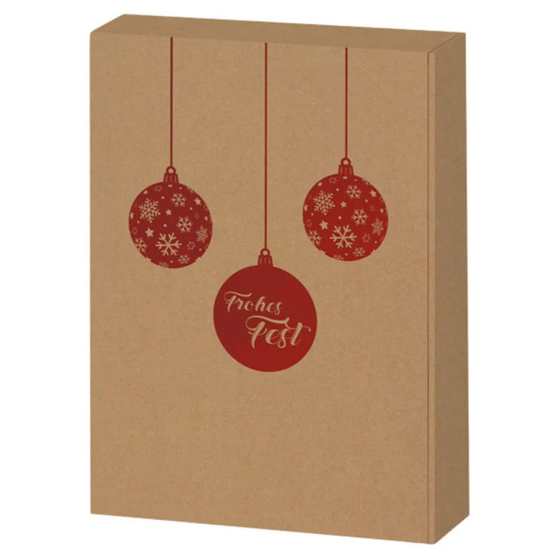neu Präsentkartonage 3er Kraftpapier natur Weihnachtskugel