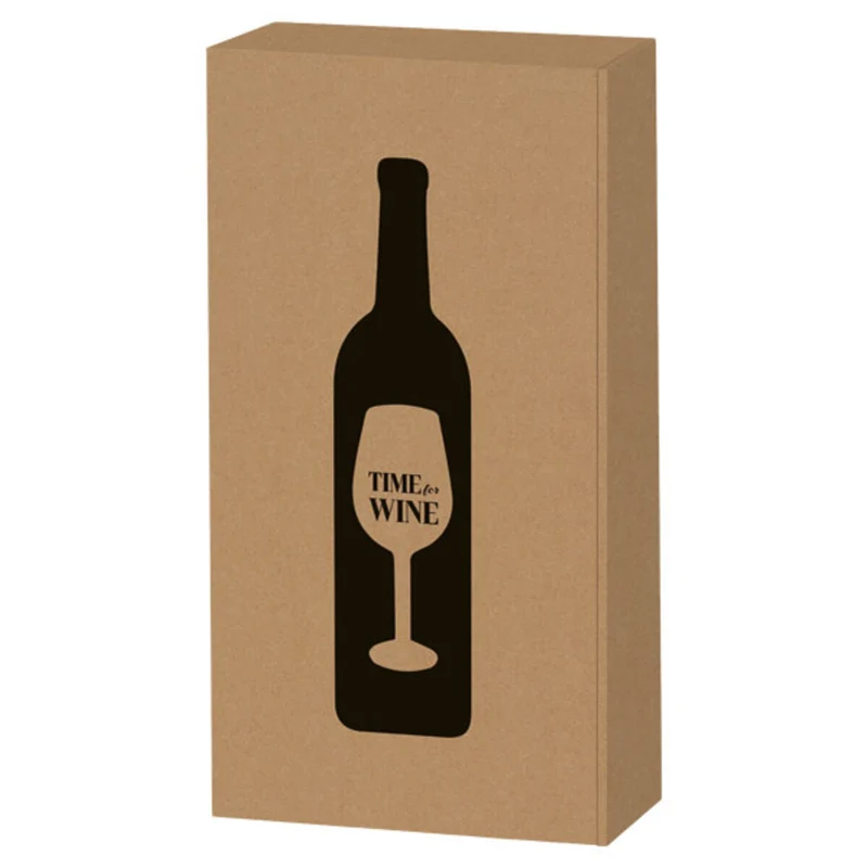 Präsentkartonage 2er Kraftpapier natur Time for Wine