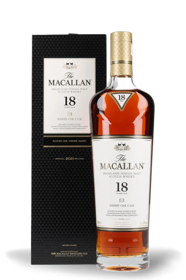 Macallan Highland Single Malt Scotch Whisky 18 Jahre Sherry Oak Cask 43% vol. 0.7l