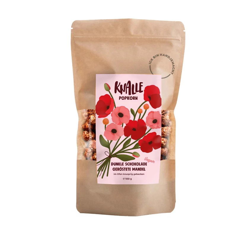 Knalle Popcorn Dunkle Schokolade geröstete Mandel 100g
