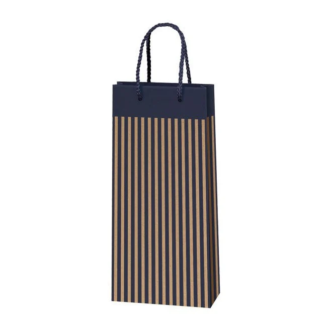 2er Präsenttüte Kraftpapier Streifen blau/natur