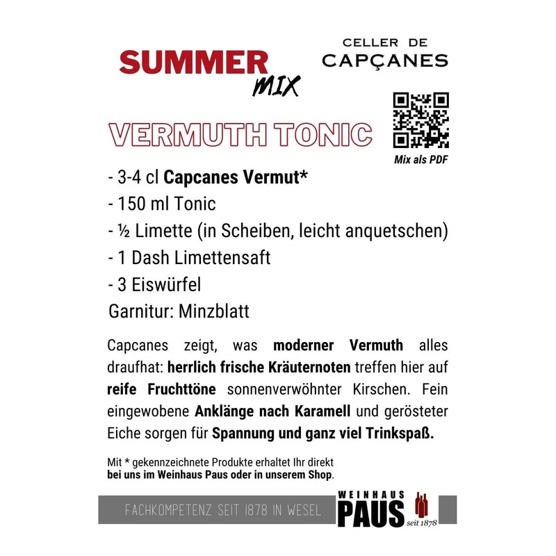 Celler de Capcanes Vermut Wermut 0,75L 16,5%