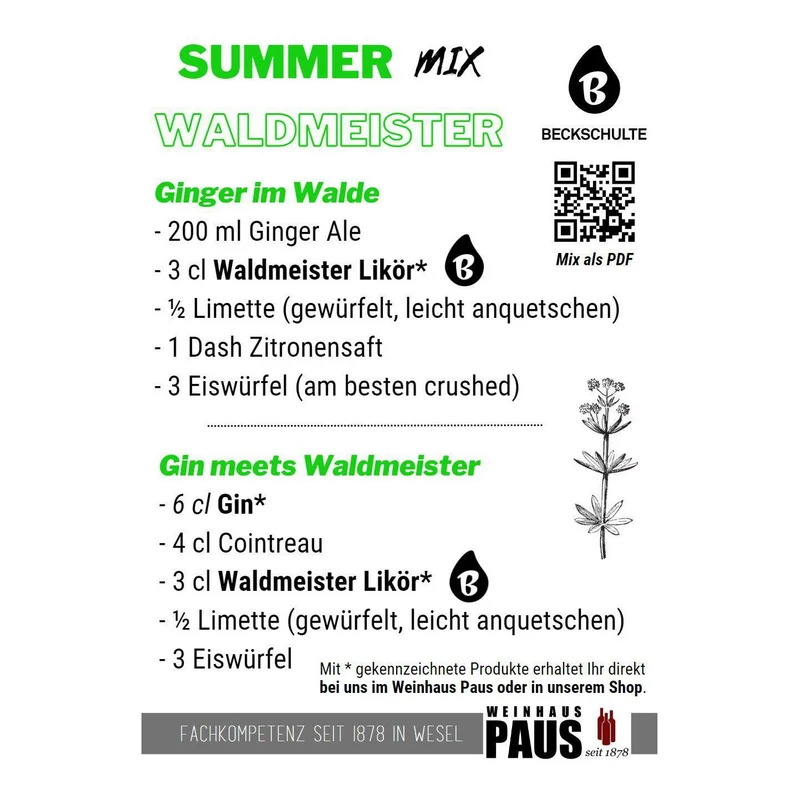Beckschulte Waldmeister Likör 15% Vol.