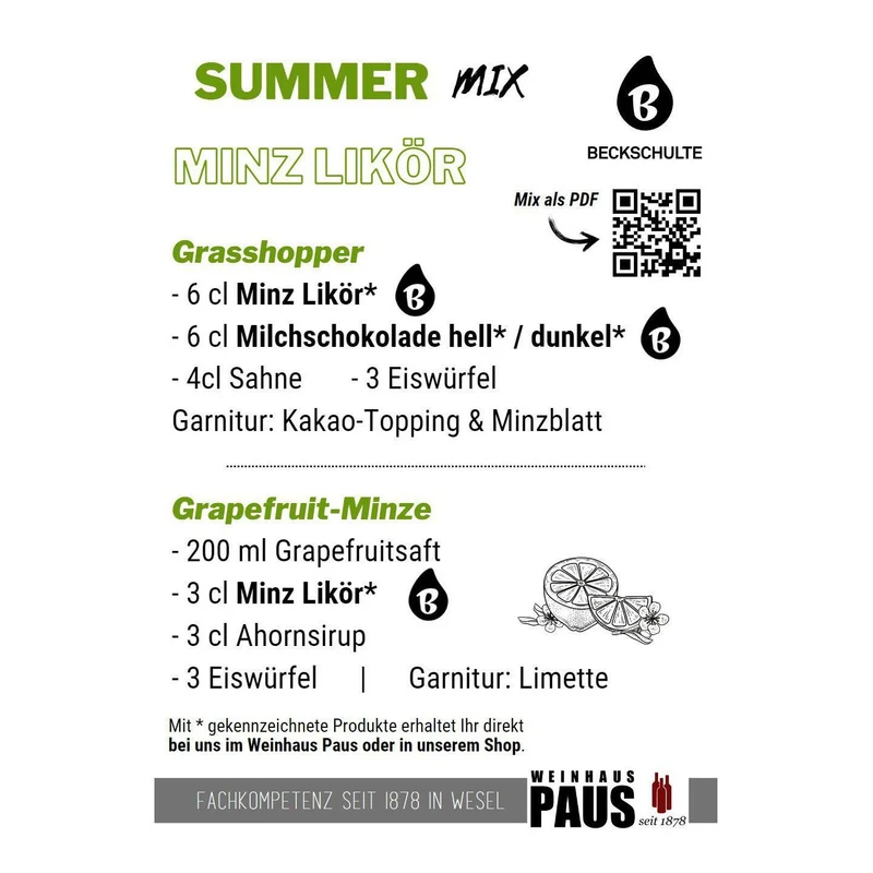 Beckschulte Minze-Likör Pfeffi 18% Vol.