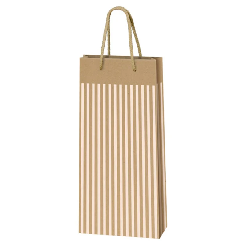 2er Präsenttüte Kraftpapier Streifen weiß/natur