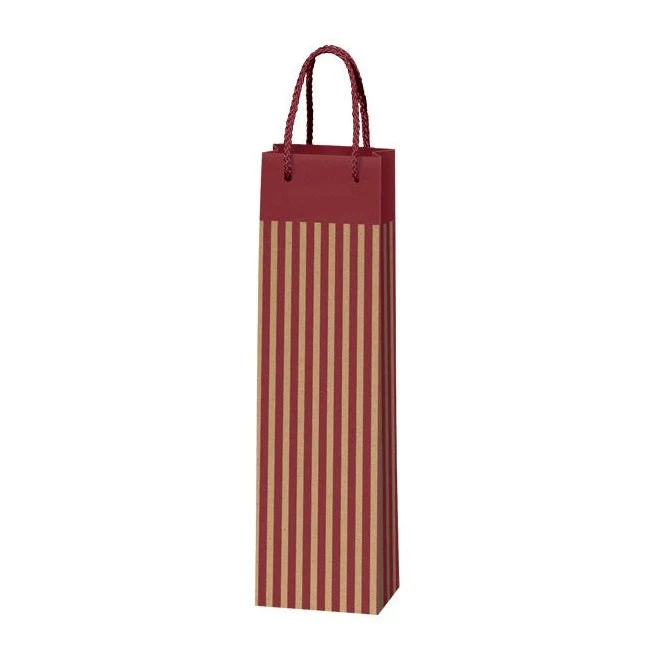 1er Präsenttüte Kraftpapier Streifen bordeaux/natur