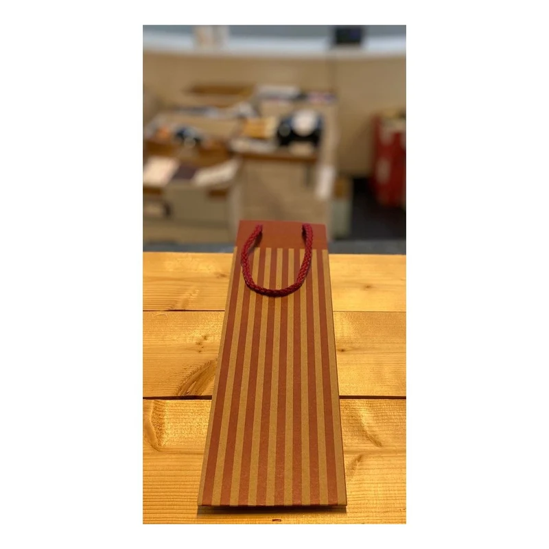 1er Präsenttüte Kraftpapier Streifen bordeaux/natur