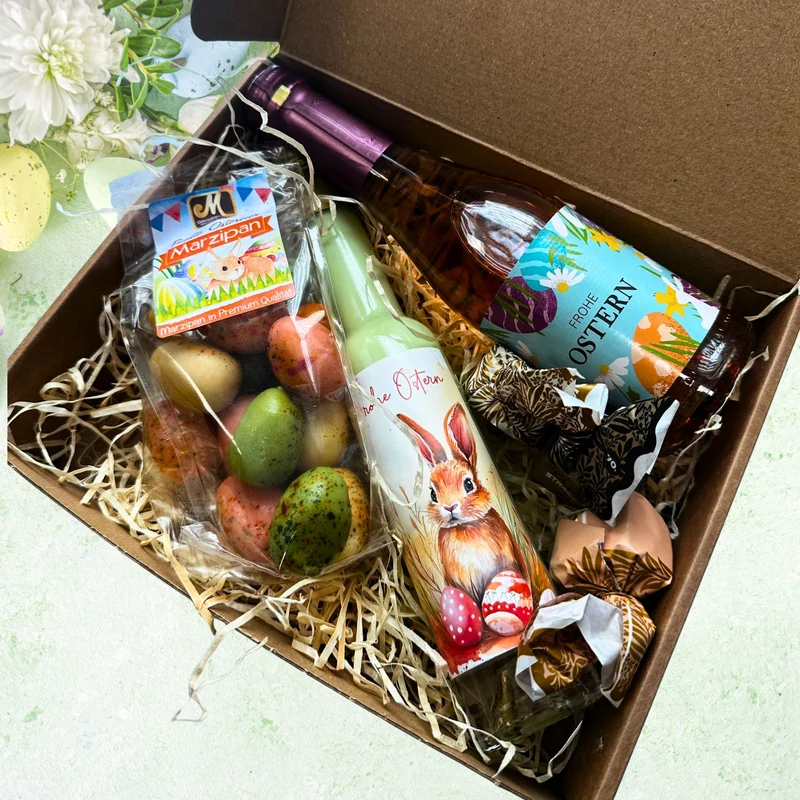Oster Geschenkset | süße Leckereien, Kirschblüten Secco & Oster-Likör (2 Varianten)