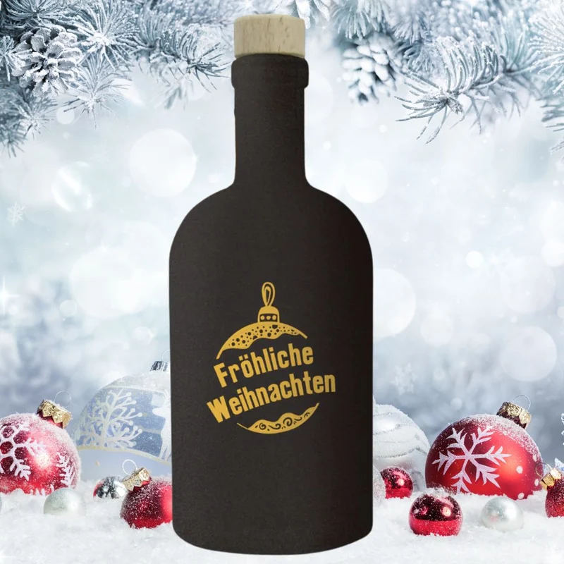 Pflaume Zimt Likör | Winterlikör in Designflasche Fröhliche Weihnachten | 0,5L | 18%