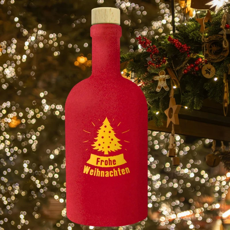 Bratapfel Likör | Winterlikör in Designflasche Frohe Weihnachten | 0,5L | 20%