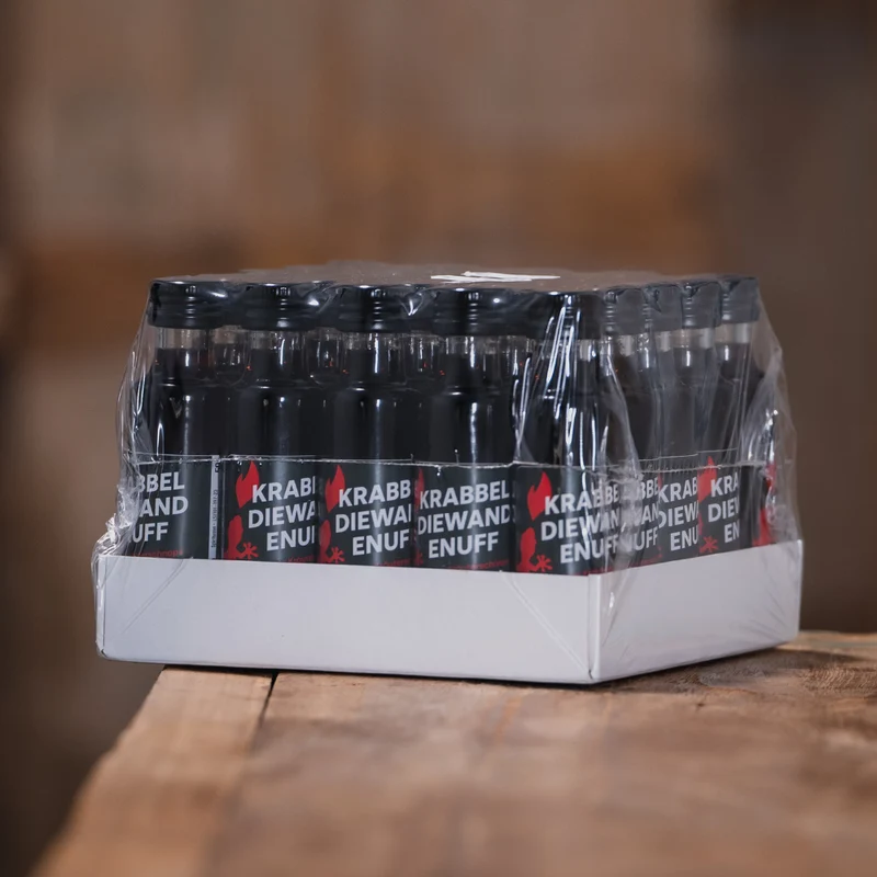 Krabbeldiewandenuff Shots | 25 x 2CL Box | 6 x 2CL Riegel Party-Schnaps | 50%