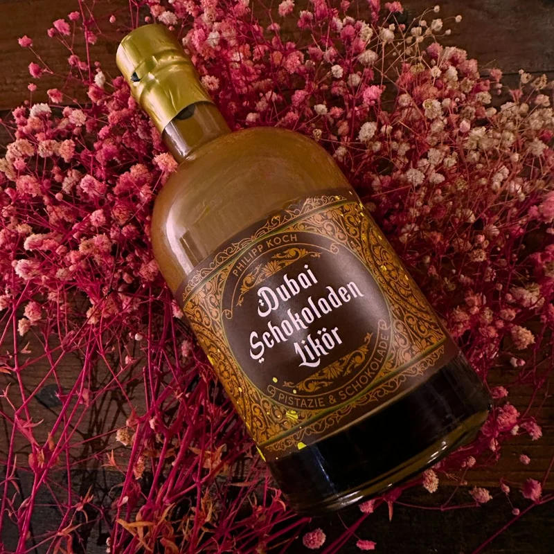 Dubai Schokolade Sahnelikör | trendiger Schoko Pistazie Likör Dubai Style | 0,5L | 15%