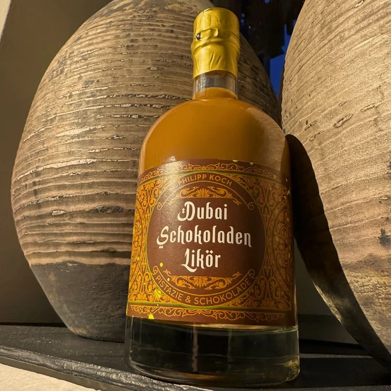 Dubai Schokolade Sahnelikör | trendiger Schoko Pistazie Likör Dubai Style | 0,5L | 15%