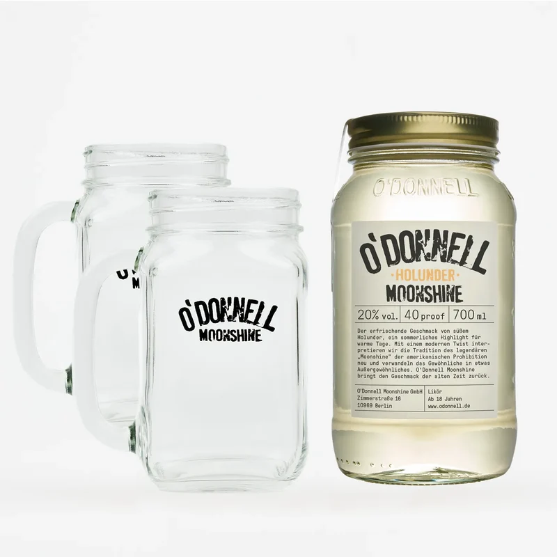 Holunder-Set: 700ml Glas + 2 Henkelgläser
