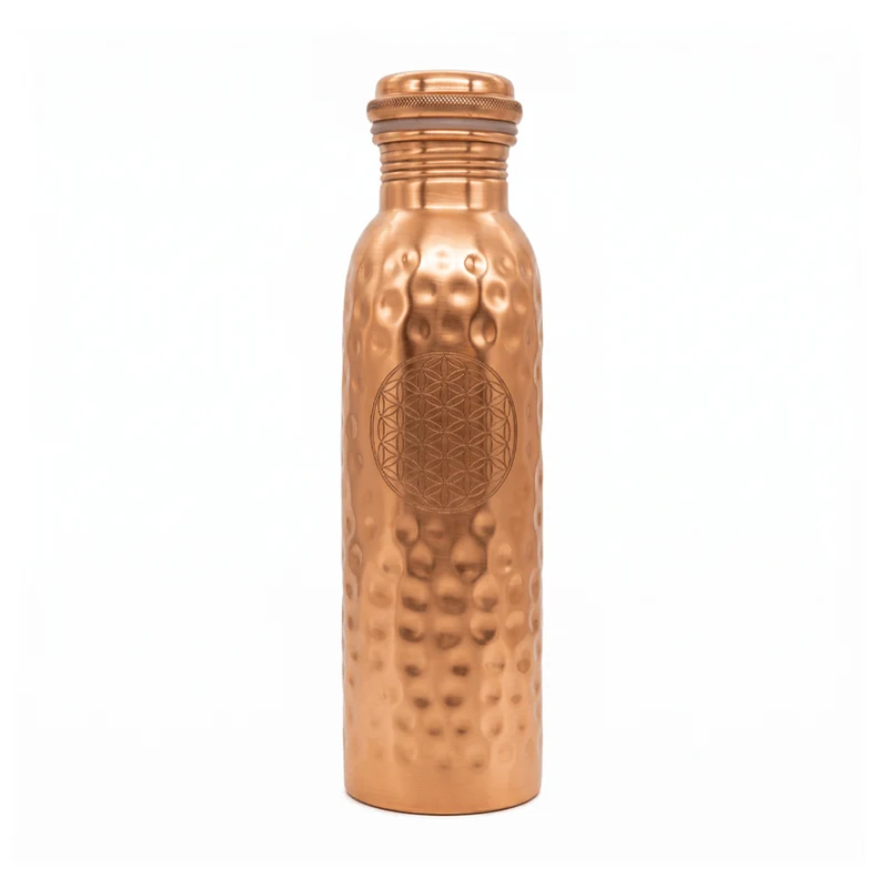 Kupferflasche gehämmert mit „Blume des Lebens“