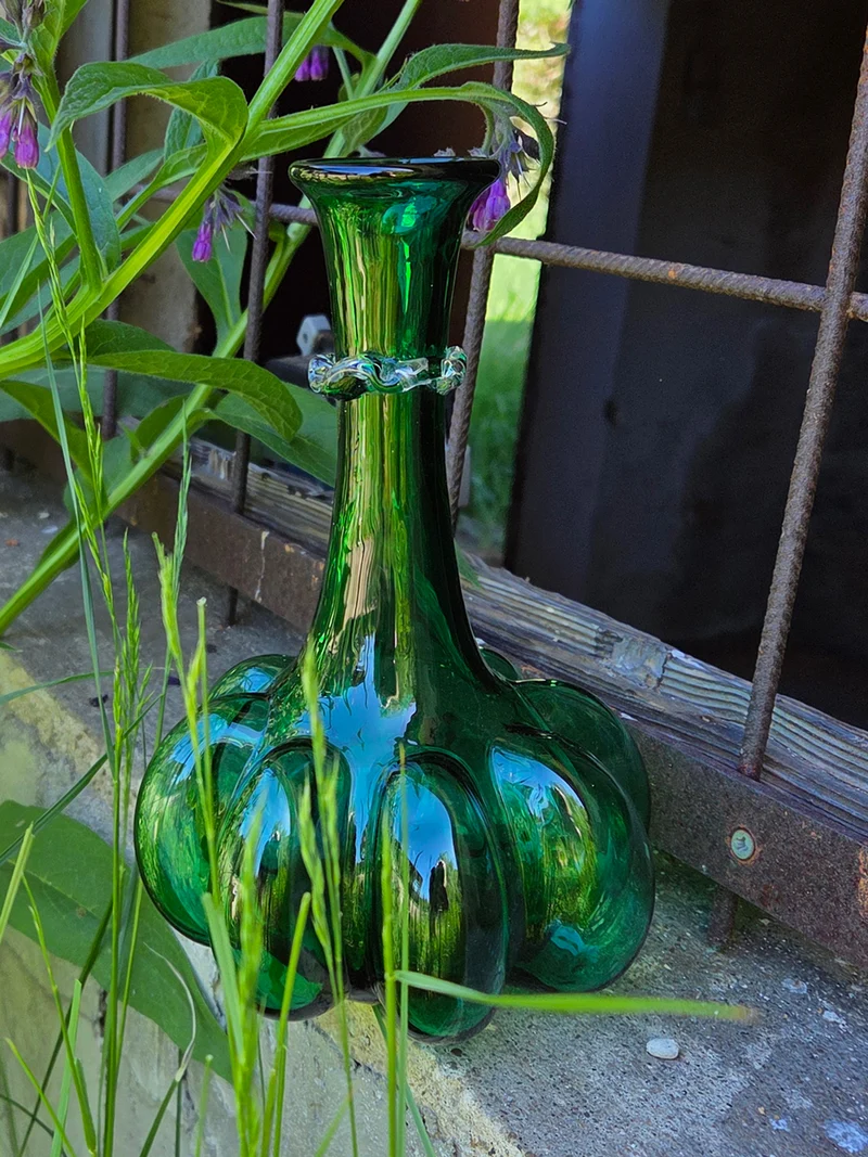 KÜRBISFLASCHE jagdgrün, glatt - Vase 210 mm