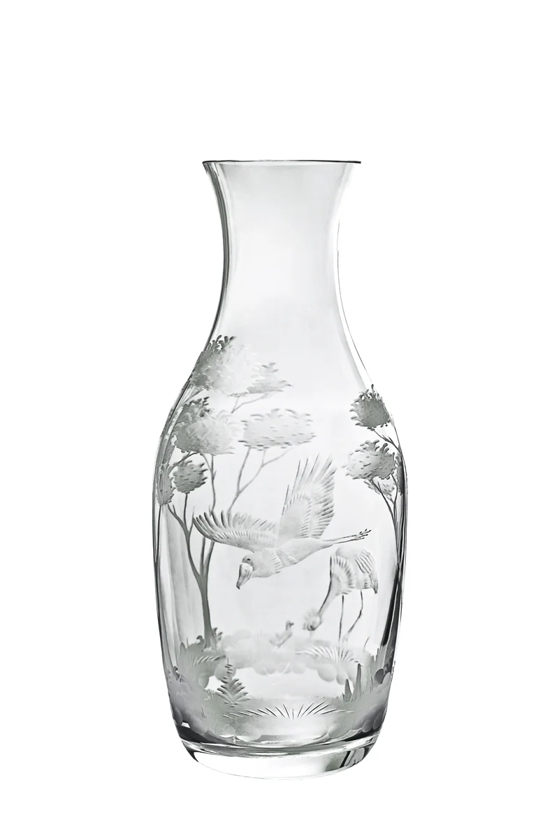 BIRDS Flasche 267 mm / 10.5 in., klares Glas, Gravurbild Vögel