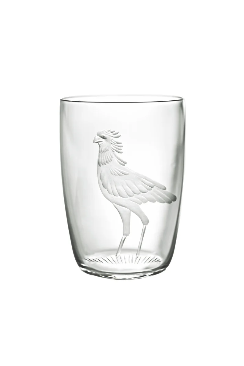 BIRDS Becher 104 mm / 4.1 in. klares Glas, Gravurbild Sekretär