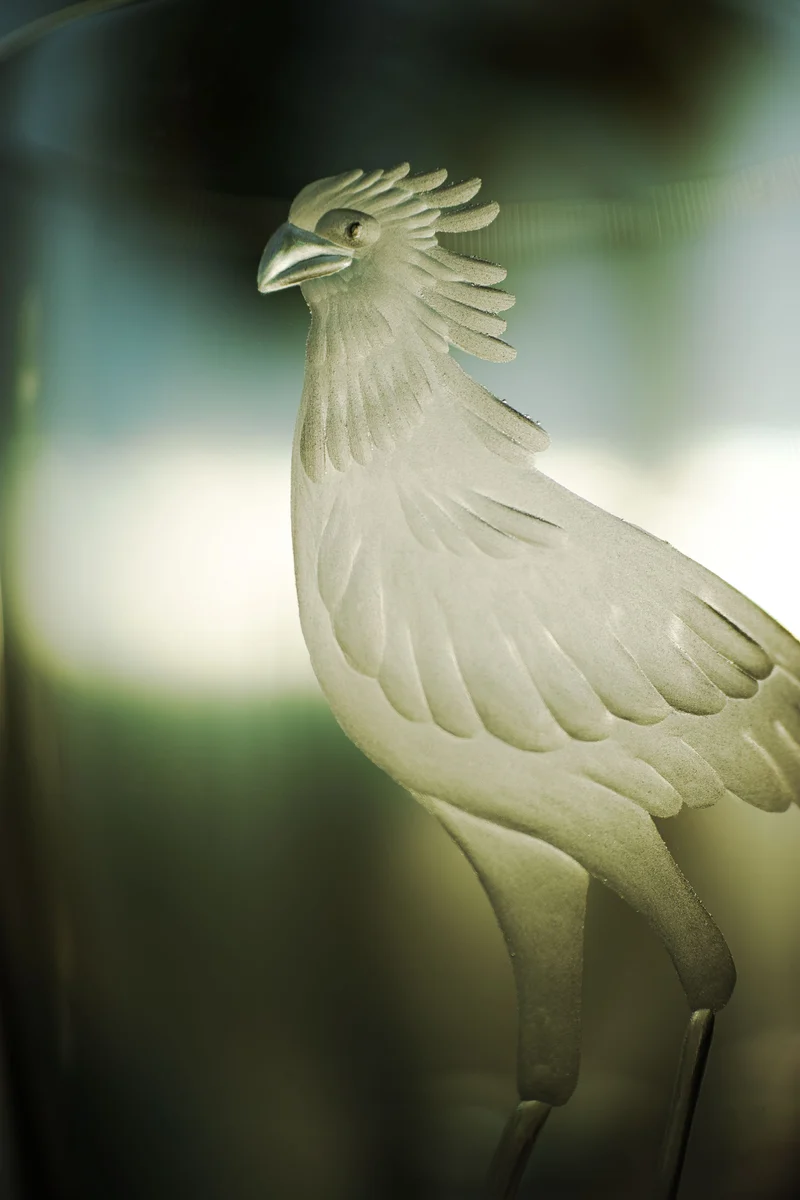 BIRDS Becher 104 mm / 4.1 in. klares Glas, Gravurbild Sekretär