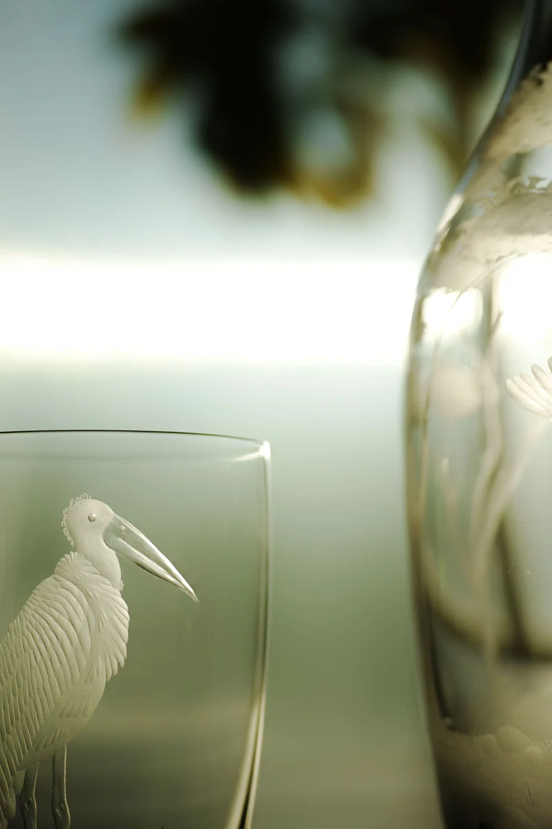 BIRDS Becher 104 mm / 4.1 in. klares Glas, Gravurbild Marabu