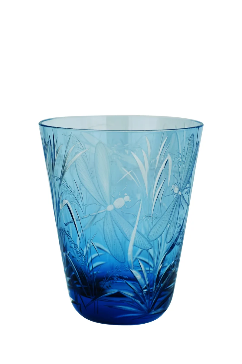 INSECTS - aquamarin, Becher 107 mm, Gravurbild Libellen