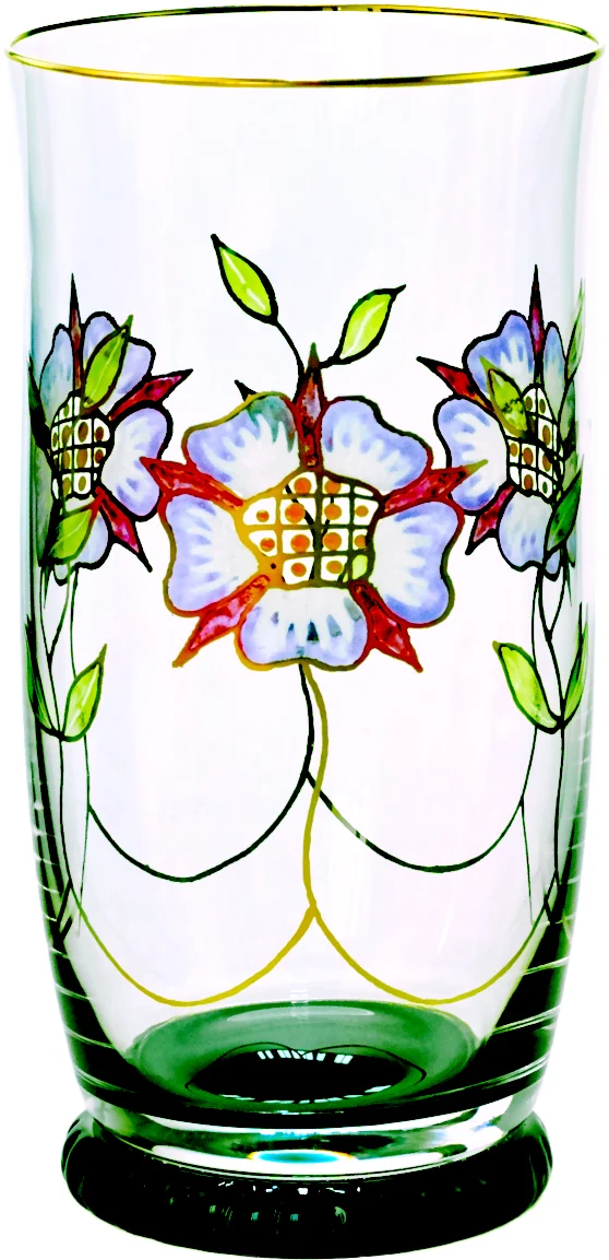 SERENADE Jugendstil Neu jagdgrün/klar, Malerei '15' - Becher 128 mm