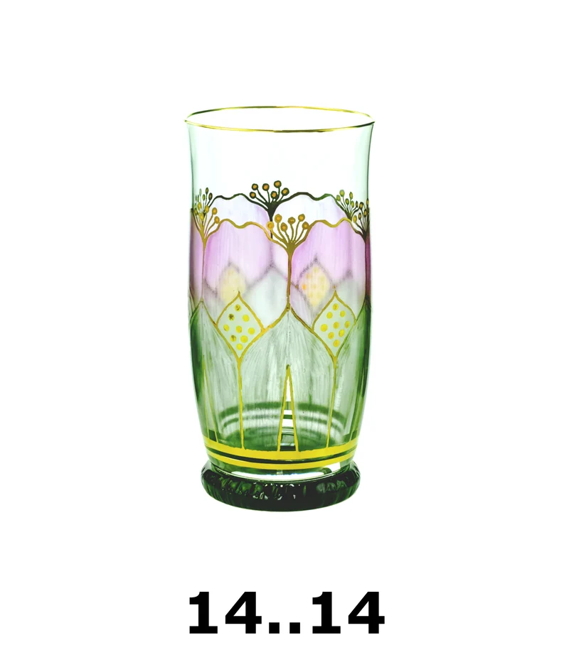 SERENADE Jugendstil Neu jagdgrün/klar, Malerei '14' - Becher 128 mm