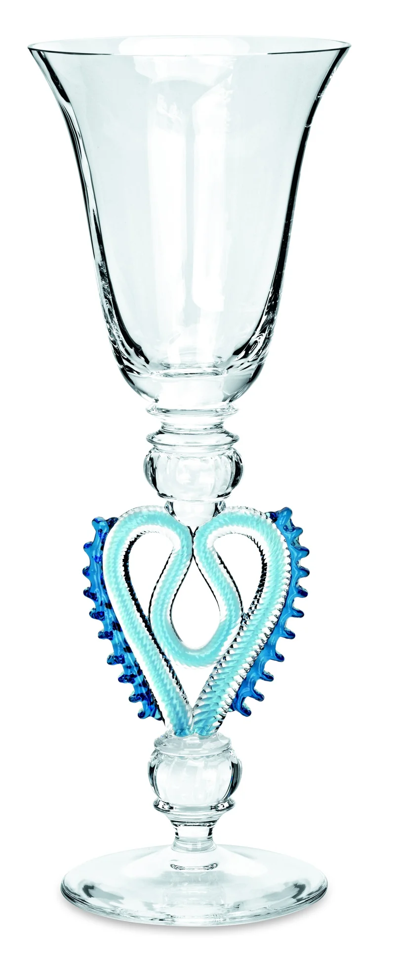 KÖNIGSKOLLEKTION klar, optisch & blaue Verzierungen - Römer Zierglas Vase 283 mm
