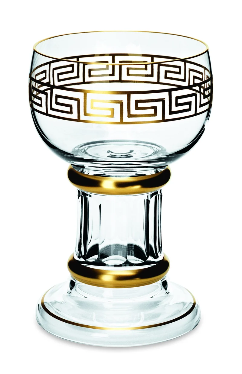 DORICA klar, Schliff & 'Mäandergoldkante' - Römer 136 mm (x)