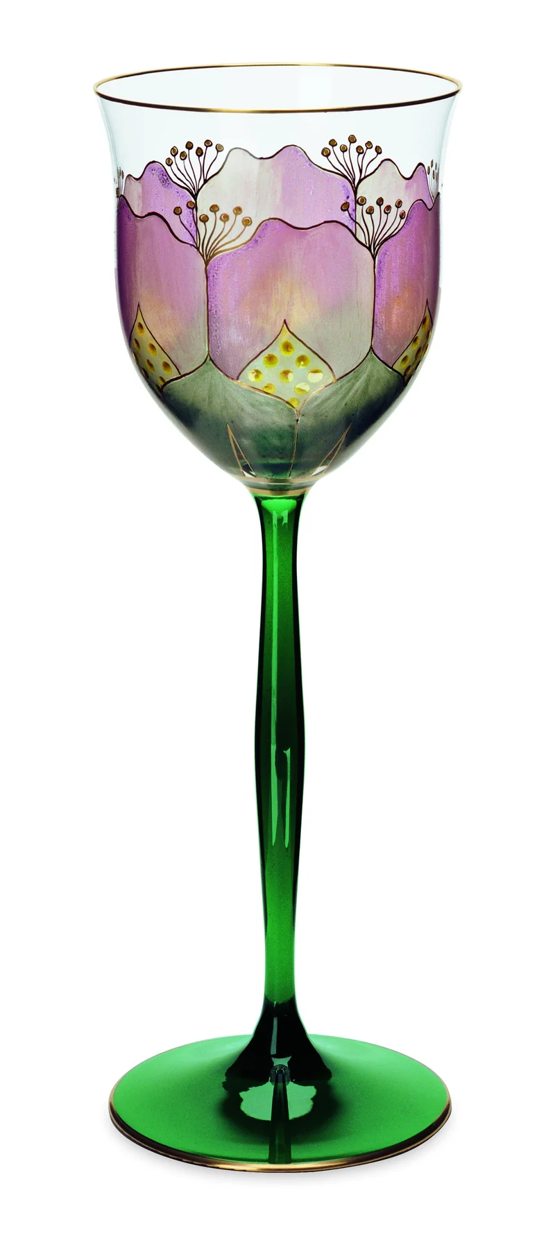 SERENADE Jugendstil Neu jagdgrün/klar, Malerei '14 - Weinglas 213 mm