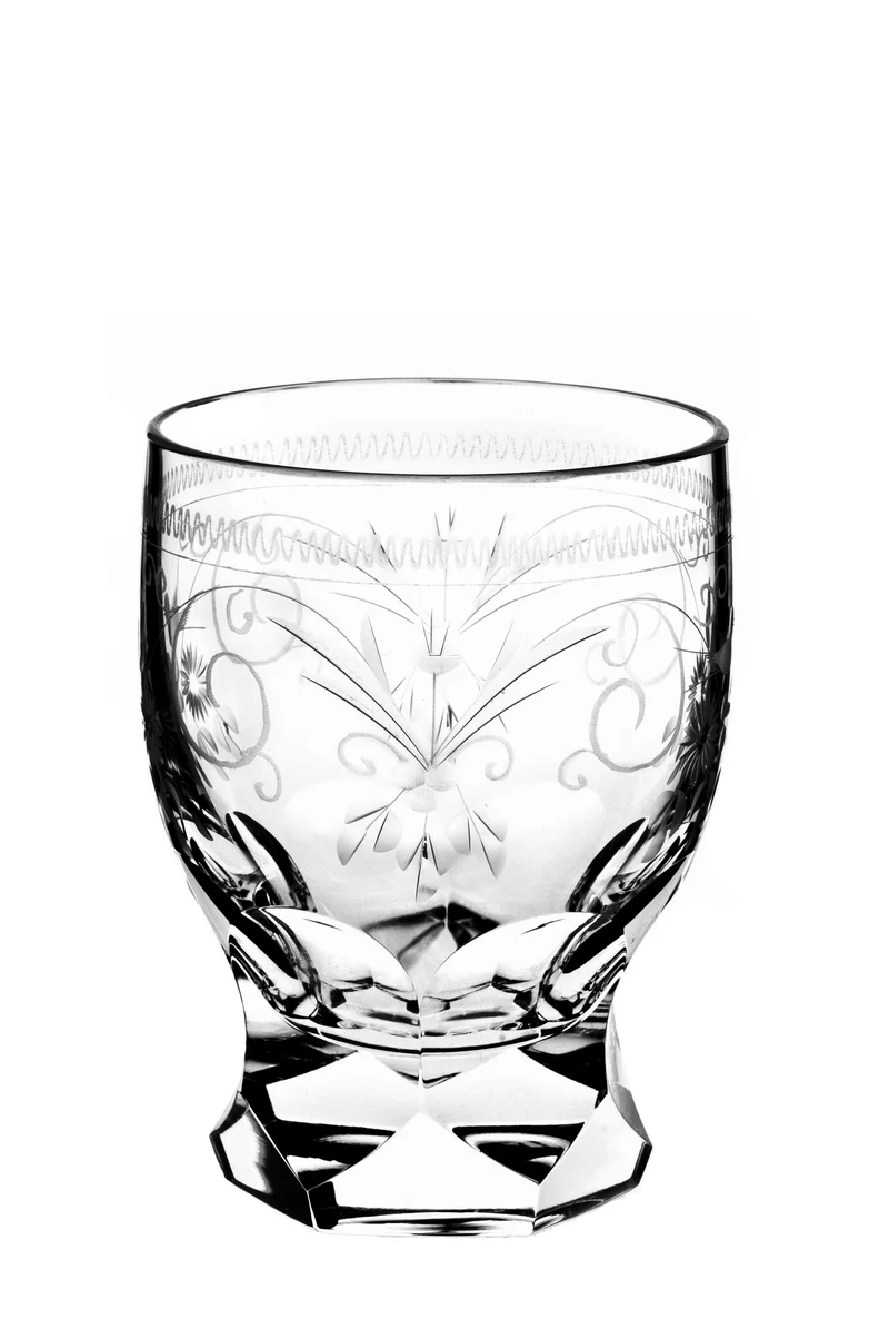 BERNADOTTE klar, Schliff & 'Radgravur' - Whiskybecher 102 mm