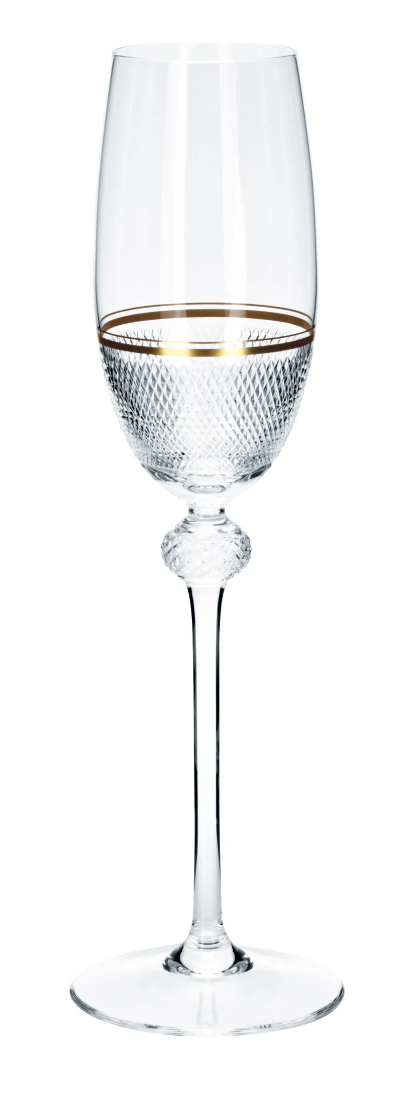 PRESTIGE klar, Diamantschliff & Goldrand - Sektglas 278 mm
