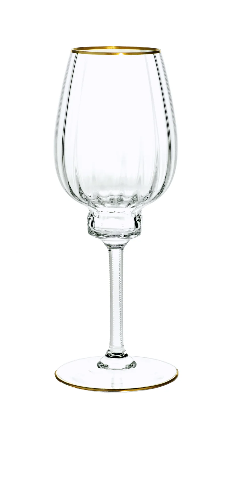 DELPHI Weinglas 233 mm - klares Glas, Stielschliff, Flächenschliff, Eckenschliff, Goldrand