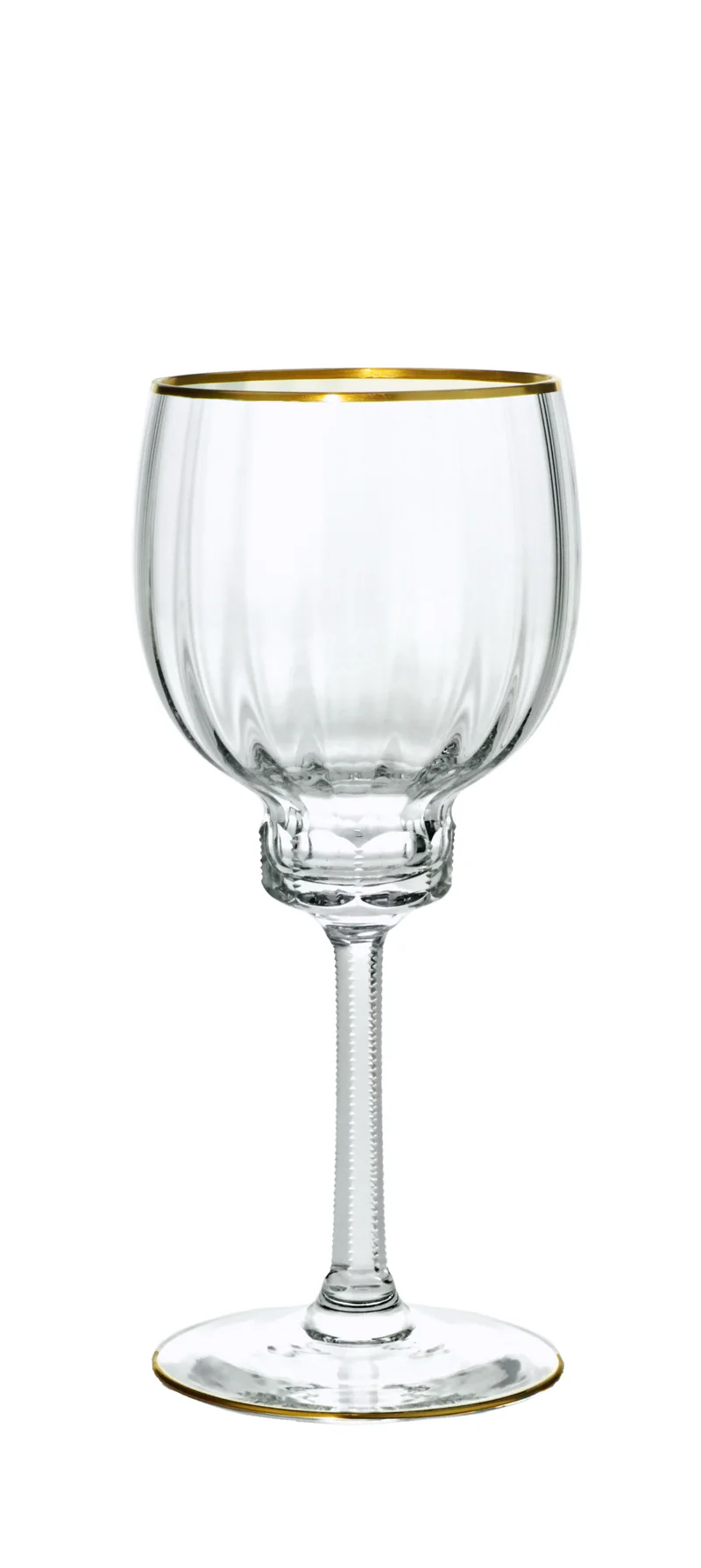 DELPHI Weinglas 201 mm - klares Glas, Stielschliff, Flächenschliff, Eckenschliff, Goldrand